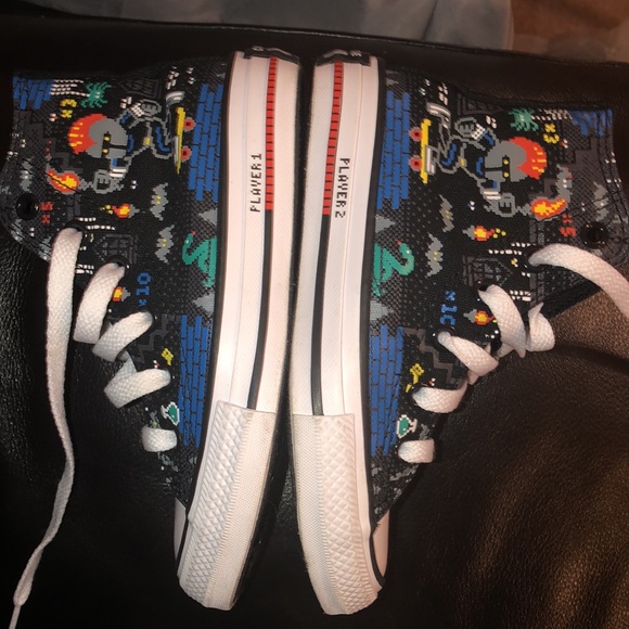 Super cute child chucks…..worn once. Video game theme - Picture 6 of 6